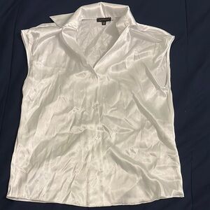 White Sleeveless Button-Up Blouse